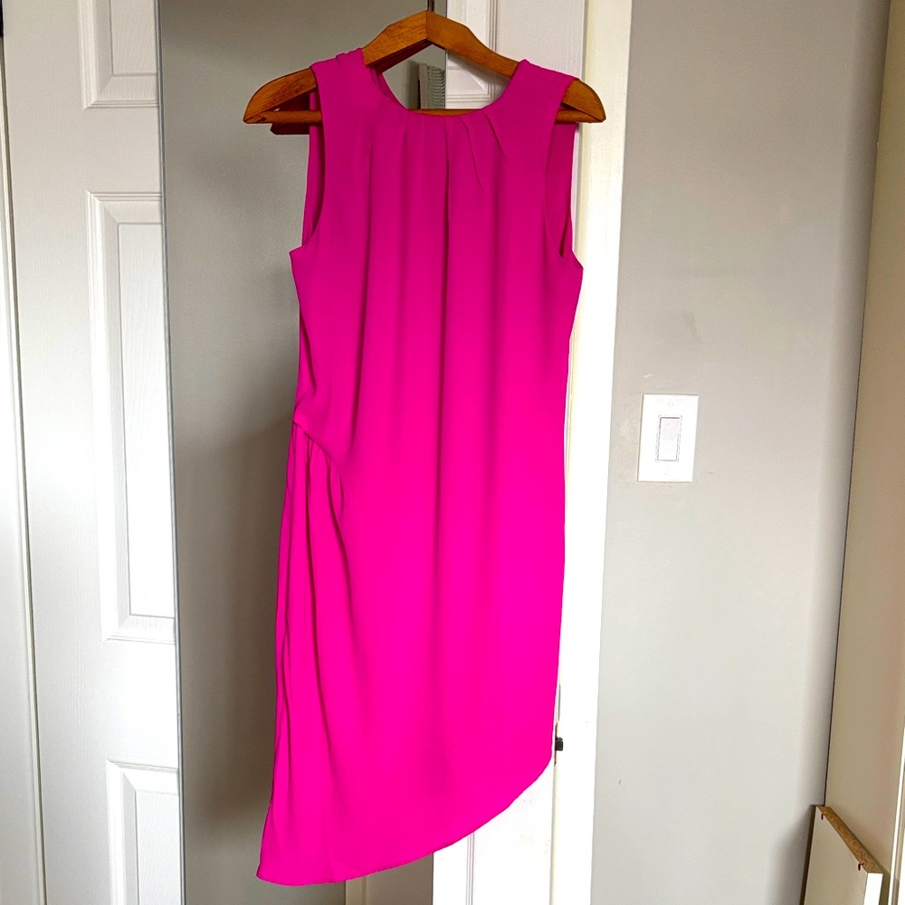 Elegant Fuschia Sleeveless Asymmetrical Dress